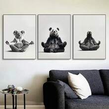 Áp phích thiền động vật đen trắng, gấu trúc lười, gấu túi, tranh in trên vải, tranh treo tường, trang trí phòng khách, quà tặng, khung tùy chọn - Nhiều màu - Xem 1