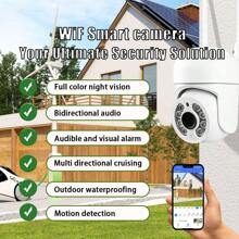 Telecamera IP per videosorveglianza remota da 2MP con rilevamento di movimento, visione notturna a colori, senza fili per uso interno/esterno, controllo PTZ, con archiviazione su scheda SD e cloud