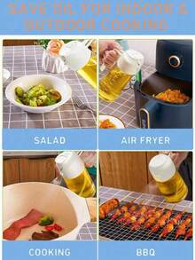 1pc Oil Sprayer For Cooking, 2 In 1 Olive Oil Dispenser Bottle For Kitchen, 470ml 16oz Premium Glass Oil Bottle, Oil Mister For Air Fryer, Salad, Frying, BBQ - Multicolor - View 4