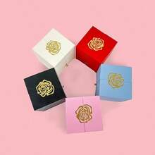 New Rose Flower Jewelry Gift Box, Double-Compartment Premium Jewelry Box For Necklaces, Rings, Earrings, In Stock - Multicolor - View 1