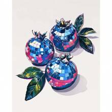 1PC Fashion Pink Disco Lemon Grape Apple Cherry Strawberry Poster Print Fashion Wall Art Picture Decor Frameless Canvas Painting Optional Frame ,Wall Art With Frame