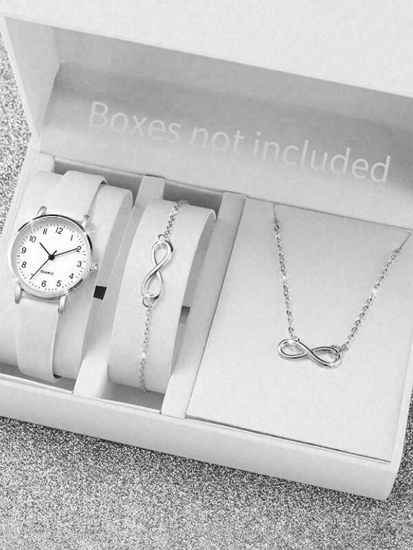 3pcs/Set Women's PU Leather Belt, Fashion Minimalist Numeric Dial Quartz Watch, And Jewelry Set - Great For School Students, Holiday Gift