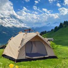 Automatic Outdoor Quick-Opening Tent: Weather-Resistant, Sun-Protective Shelter For Up To Four Persons Ideal For Camping, Fishing, Hiking, Mountaineering, And Hunting - Gold - View 1