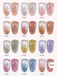12 件 2025 新款情人节礼物春夏冰糖碎钻细闪星光闪耀炫彩梦幻精致透明凝胶指甲油，夏季色彩搭配细磁粉用于美甲，搭配底漆和面漆，需要紫外线，植物基凝胶 12 色套装适合初学者、家庭、办公室、通勤、约会、无病毒，沙龙级风格，可保持 28 天。