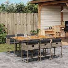 vidaXL Set da Pranzo da Giardino 7 pz con Cuscini in Polyrattan Grigio - Grigio - Visualizzare 1