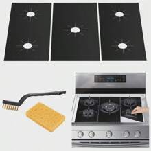 3pcs Gas Stove Protector Washable And Reusable Stove Top Cover Heat Resistant Gas Stove Lining Kitchen Necessities Gas Stove Burner Cover Oil Anti-Pollution Cleaning Gas Stove Protective Mat Kitchen Utensils