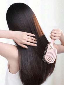 1/4件空心梳，干湿按摩梳，便携式造型宽齿梳，女长发蓬松梳 - 彩色 - 查看 5