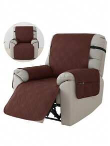 Funda reclinable de 1 plaza con acolchado y correa elástica, funda protectora para sofá y sillón de sala de estar u oficina - Café integral - Ver 3