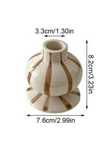 1pc Modern Minimalist Striped Ceramic Candle Holder - Stylish Tabletop Decor Perfect For Festive Table Setting Home Desktop Decor