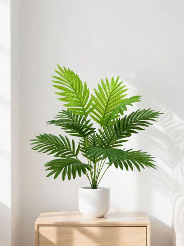 12/18 Pcs Artificial Sago Palm Leaves, Low Maintenance Wedding Decor, Fake Greenery For Living Room Decoration, Party & Event Backdrops