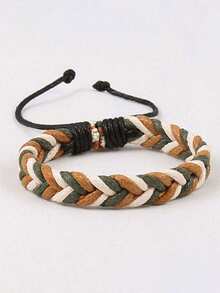 1 pieza Brazalete de pareja de cordón de cera, tejido a mano, estilo estudiantil minimalista casual y retro, apropiado para uso diario, regalo para amigos y familiares - Multicolor - Ver 7