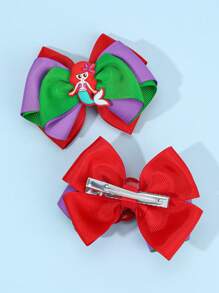 2pcs Mermaid Hair Bows For Girls Red Purple Green Grosgrain Ribbon Marine Bow Alligator Clips Cute Mermaid Bow Hair Clips Beach Vacation Outfits Bow Barrettes Kids Hair Accessories