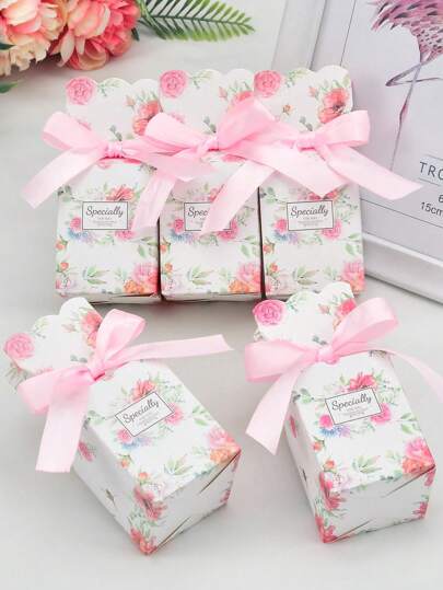 10 caixas de presente rosa e branca com fita, caixas de presente, caixas de embalagem