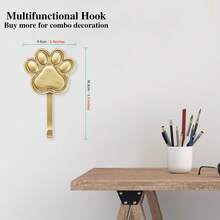 1 gancho de parede com estampa de pata, ganchos funcionais para montagem na parede, gancho de ferro fundido dourado antigo para casacos, chapéus, bolsas, toalhas de banho, decoração de quarto, corredor, banheiro, cozinha, escritório - Multicolorido - Ver 6
