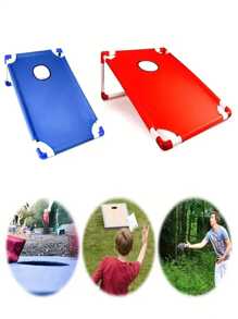 1 Set Portable Red & Blue Cornhole Game Set, Foldable , Tossing Beanbag Game For Beach, Outdoor Gatherings, Camping, Suitable For Christmas, Easter, Thanksgiving And Graduation - Includes 6 Beanbags