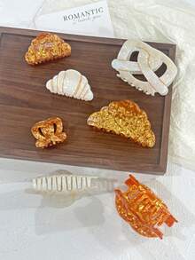 1个椒盐卷饼造型亚克力发夹，女士发型配饰，适合作为生日或情人节礼物。发爪夹、发夹、发卡、发夹、发夹、发卡、发爪夹，秋冬季度假装扮必备，夏季海滩风情。 - 彩色 - 查看 6