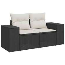 vidaXL Set Divano Da Giardino 6 Pz Con Cuscini Nero In Polyrattan - Black - View 4
