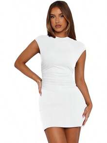 Summer Dresses Women 2025 Bodycon Hollow Out Bodycon Dress Ruched Dress Party Club Dresses - White - View 2