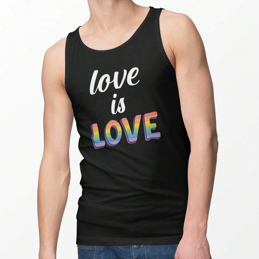 Playera Tank Top Love is Love LGBTT+ Sin Manga Caballero - Negro - Ver 1