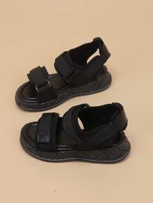 Kids Fashion Strap Sandals, Summer New Casual Thick Bottom Roman Shoes, Girls Vacation Shoes - Black - View 2