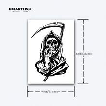 INKARTLINK 革命性纹身技术，半永久纹身，逼真纹身，骷髅纹身，临时纹身，防水，真实纹身外观，小众设计纹身，果汁纹身，植物纹身 - 黑色 - 查看 5