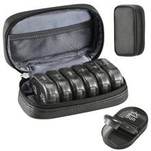Serfeymi Organizador de pastillas para viaje de 7 días - Estuche semanal portátil AM/PM para medicamentos con diseño arcoíris, estuche con cremallera de piel sintética para vitaminas, omega 3 y medicación diaria (compacto y duradero)