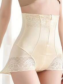 Women's High Waist Butt Lifting Shapewear, Belly Control Bodycon Underwear, Double Layer Jacquard Belly Support Shaper Panties - 杏色 - 查看 2