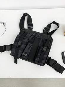 Men's Waist Pack, Summer Attached Tactical Waist Bag, Fashion Multi-Pocket Chest Bag For Men, Outdoor Sports Hiking Cycling Travel Fitness Running Chest Pack Tactical Vest Water Bottle Gun Holster Tools Belt Bag