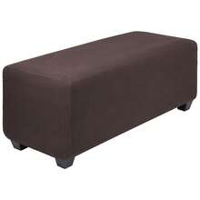 High Stretch Ottoman Cover With Elastic Bottom, Soft Slipcover Jacquard Fabric Small Checks Rectangle Storage Stool Cover Furniture Covers - 棕褐色 - 查看 1