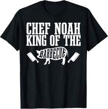 Mens Chef Noah Is King Of The Barbecue Bbq Grilling Master T-Shirt_DIS Gifts For Her - Black - View 1