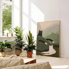 1pc Fun And Cute Couple Cat Poster Canvas Painting Modern Home Living Room Bedroom Study Room Home Decoration Wall Art Gift Optional Frame ,Wall Art With Frame - Multicolor - View 69