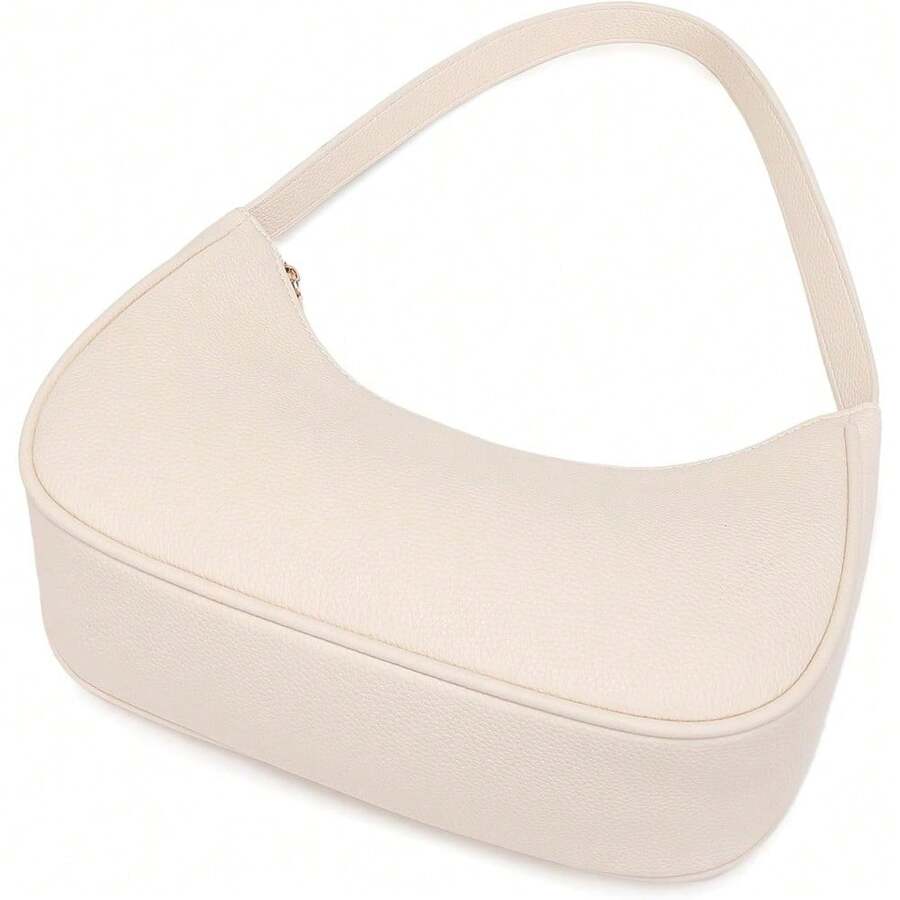 Bolso de hombro de moda para mujer, bolso tipo tote lindo, bolso de mano mini embrague, bolso axilar para uso diario/trabajo/viajes/salidas casuales - Patrón de lichi beige - Ver 1