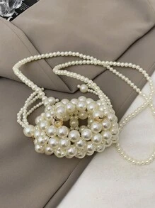Cute Mini Purse Women Fashionable Beaded Silver Color Crossbody Coin Lipstick Bag