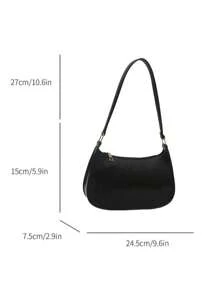 Bolso de hombro con cierre de cremallera de unicolor y minimalista, bolso de media luna elegante y sencillo, bolso de hombro con cremallera, bolso de unicolor de piel sintética, bolso burdeos ideal para Año Nuevo, bolso burdeos de moda