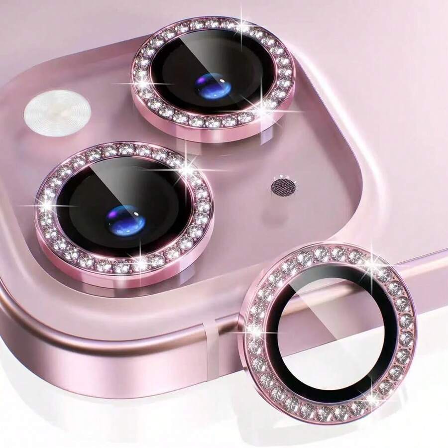Glitter Shiny Camera Lens Protector Kit For All Models/XR/11/11PROMAX/12/12PROMAX/13/14/14PROMAX/15/15PROMAX/16/16PULS/16PROMAX - Pink - View 1