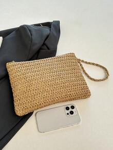 Modische gewebte Clutch Tasche, Strand Urlaubs Tasche, stylische Kuvert Handtasche für Frauen, Outdoor Lässig Tragetasche, Dokumenten Mappe, Mehrfachverwendbare bunte gewebte Rattan Kuvert Tasche für Frauen, Strandausrüstung, Sommer Damentasche, perfekt für Reisen, Urlaub, Ferien & Strand, Sommer Stroh Strandtasche für Frauen, Urlaubsutensilien, perfekt kombinierbar mit Strandaccessoires für Damen