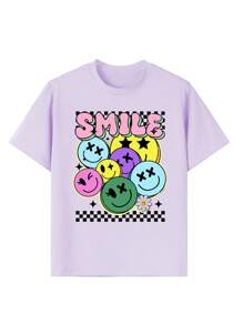 Paquete de 3 camisetas de manga corta y cuello redondo informales estampadas para niñas, con diseño de conejo bonito, ropa de verano para estudiantes y niños, ¡que aporta alegría y felicidad a cada niño!