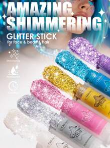 1PC/3PCS/6PCS Holographic Glitter Gel, Long-Lasting Waterproof And Sweat-Proof Party Glitter, Suitable For Stage Performances, Dazzling, Mermaid Theme Holographic Thick Glitter Festival Carnival Accessories