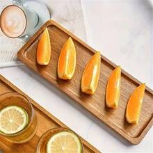 1pc Wooden Tray, Rectangular Wooden Serving Tray, Small Farmhouse Centerpiece - For Breakfast, Desserts, Breads, Snacks, Sushi, Multipurpose Platter, Food Tray, Decorative Tray, Durable Tea Tray, Suitable For Home, Kitchen, Dining, Hotel, Home Decor, Kitchen Supplies, Table Decoration - Rust Brown - View 5