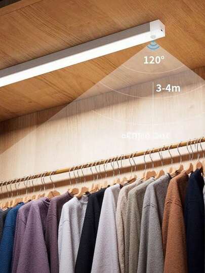 1pc Wireless LED Motion Sensor Cabinet Light Strip, Magnetic Rechargeable Sensor Lamp, Auto On/Off For Closet, Bedroom, Stairs, Easy Installation, Soft Lighting, Suitable For Corridor, Room, Cabinet, & Long-Lasting