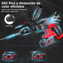 Seokiwi Rotomartillo Taladro Inalámbrico Sds-plus 3200w 2*4.0ah 4en1 - Rojo - Ver 6