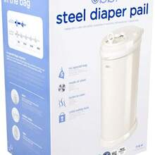 Ubbi Steel Odour Locking Nappy Disposal Bin, No Special Bag Required Money Saving, Awards-Winning, Modern Design Registry Must-Have Nappy Bin, Ivory - Oat Milk - View 2