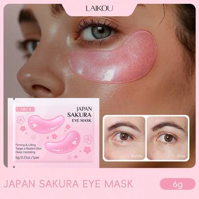 LAIKOU 莱寇日本樱花眼膜，3片/5片/10片/20片/60片/100片装，6克，保湿、提亮、抗衰老眼部精华，滋养眼霜，减少细纹，适合所有肤质，女性日常护理，适合妈妈、妻子、姐妹、青少年、女友等，眼部护理，妆前SPA