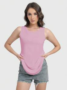 Speed mate 【春夏】3件套女士长款运动上衣圆领T恤基础款宽松束腰上衣，休闲 - 淺粉色 - 查看 6