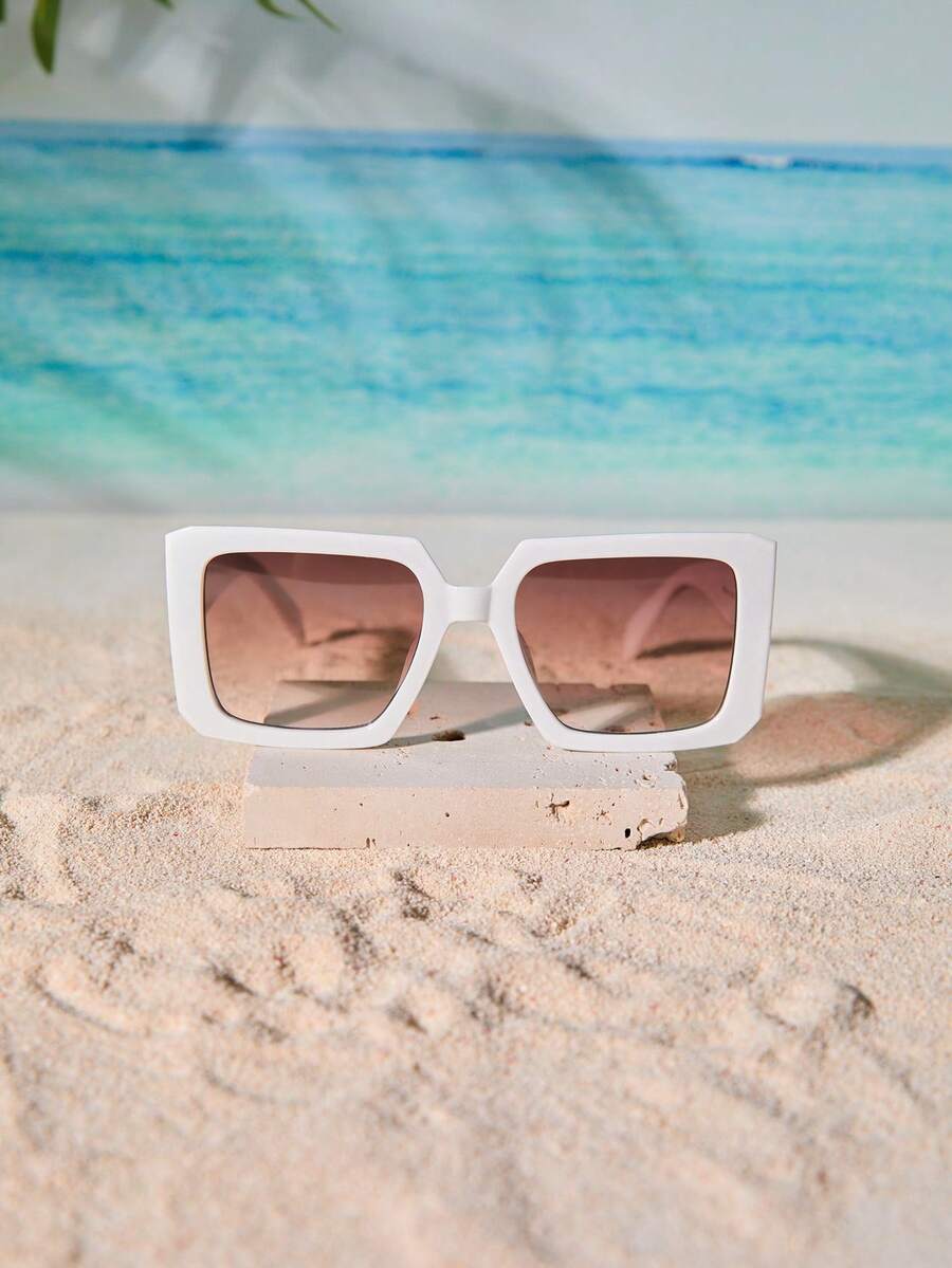 Tropiscape 1pc Women Polygonal Fashionable Party Fashion Glasses Suitable For Beach Outdoor Photography Shades Beach Accessories Beach Accessories For Women Glasses Shades Basics Fall Winter Women Outfits Clothes Business Casual Gifts Winter Gifts Cottagecore,SummerOutfit - Multicolor - View 1
