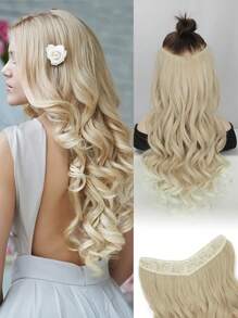 Extensions de cheveux Extensions à clipper en forme de V Extensions de cheveux ondulés Extensions synthétiques en 1 pièce seul morceau avec 5 clips de sécurité Extensions de cheveux à clipser pour usage quotidien des femmes