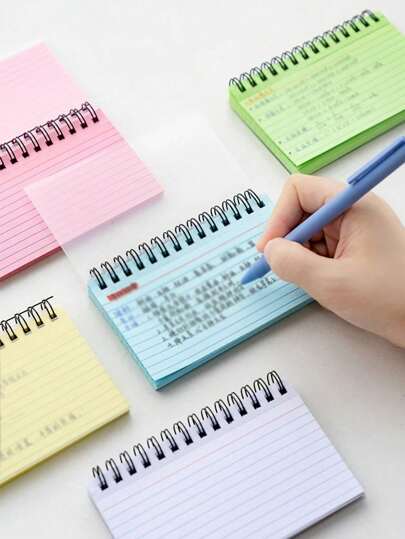 1pc Simple Lined Spiral Notebook With Colorful Pages, Tearable Binding, Random Color, Office Supplies Journal Diary Stationery Notebook Back To School