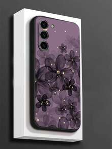 قطعة واحدة من غطاء حماية الهاتف المضاد للسقوط والانزلاق بتصميم زهرة بنفسجية متوافق مع Galaxy A04e/A05s/A13/A14/A15/A34/A35/A50/A52/A53/A54/S21/S22/S23/S24/S25/S25Ultra