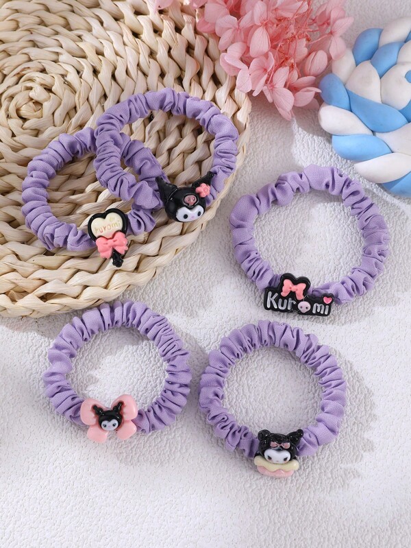 Sanrio Sanrio 5 buc/set Kumatan Candy Color Legături de păr/Scrunchies, accesorii drăguțe pentru coafură