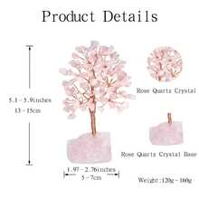 1 pieza Árbol de la suerte de piedra natural en bruto mini piedra curativa de cristal artesanal tejido decoración de escritorio del hogar regalo para mujeres Día del Padre 4 de julio